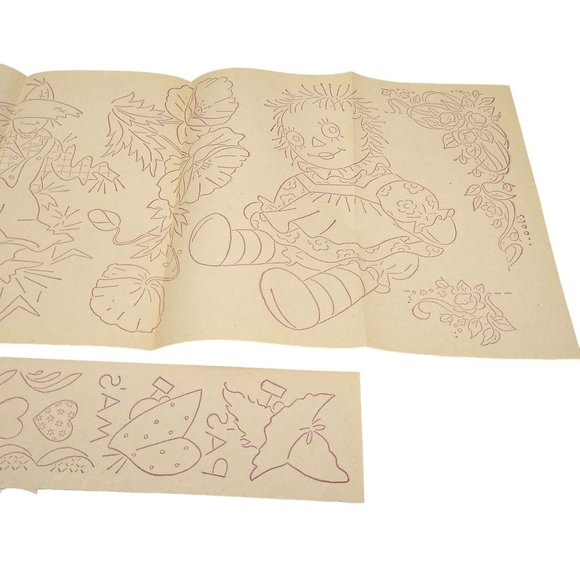 Vintage Autumn Rag Dolls Transfer Patterns, MCM Workbasket Iron On Transfers - Picture 2 of 3